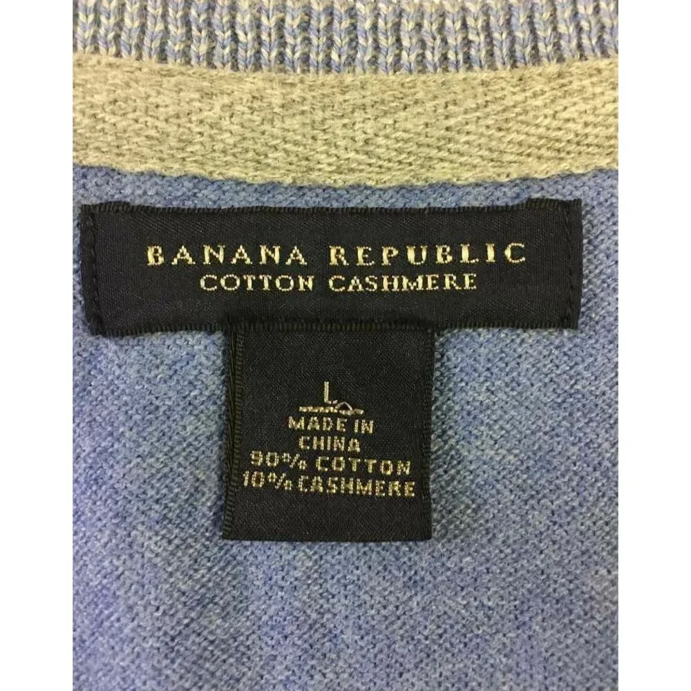 Banana Republic Cashmere Cotton‎ VNeck Sweater M Blue Golf Mens